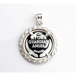 .999 PURE SILVER  Guardian Angel Coin (22mm) in S/S Diamond-Cut Rope Pendant